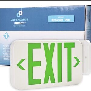 Dependable Direct 2-Pack Double Side LED Green Exit Sign Emergency Light In Box‎